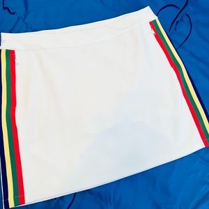 RLX (Ralph Lauren) golf skort. Size XL. White with colored side stripes.